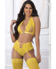 3Pc High Waist Garter Laced Panty Set Illuminating O/S