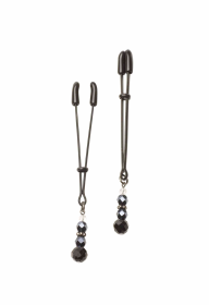 Black Tweezer Clamp Black W/Beads