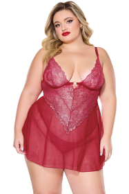 Fireside Babydoll & Thong (size: 3x4x)